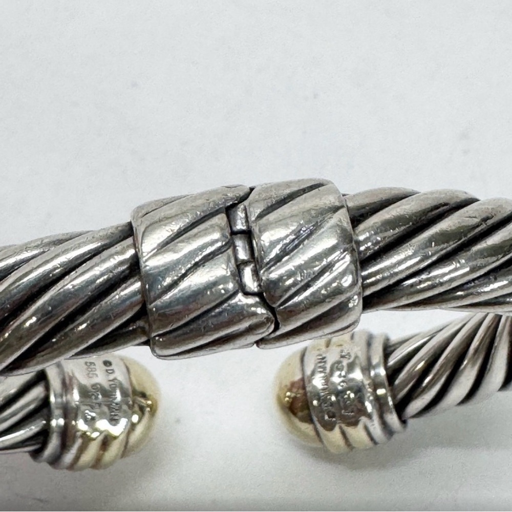 David Yurman Dome Cuff Silver and Gold Bracelet - Picture 10 of 10